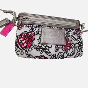 EUC Vintage Coach Poppy Graffiti Floral Crossbody black pink small handbag